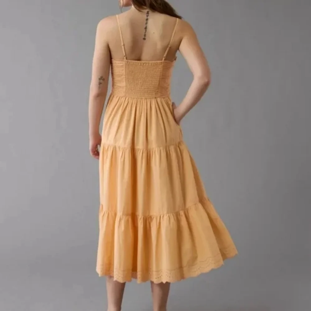 New American Eagle Orange Scalloped Midi Dress Size XL - Picture 2 of 11